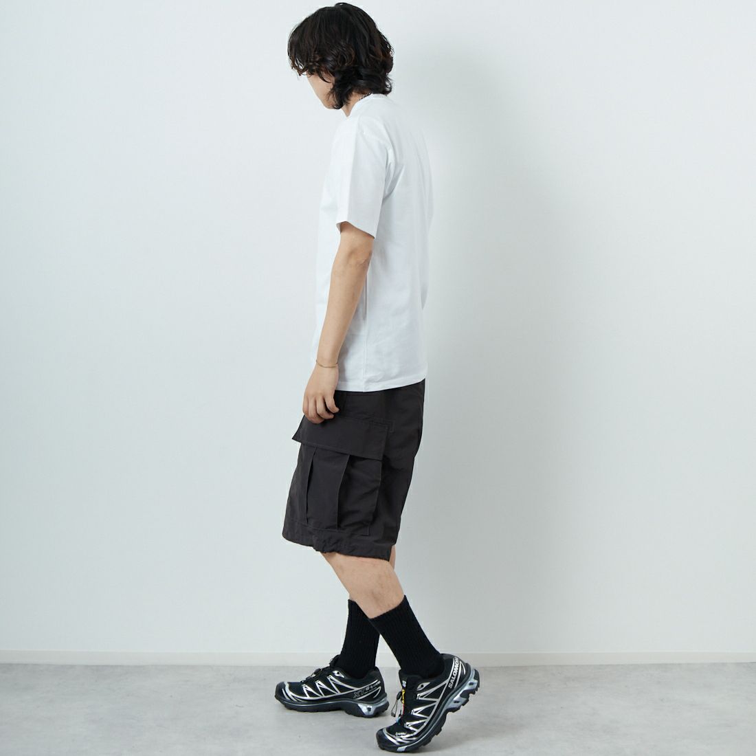 DENHAM [デンハム] ショートスリーブ Tシャツ [CHAIN-TEE] WHITE &&モデル身長：179cm 着用サイズ：M&&