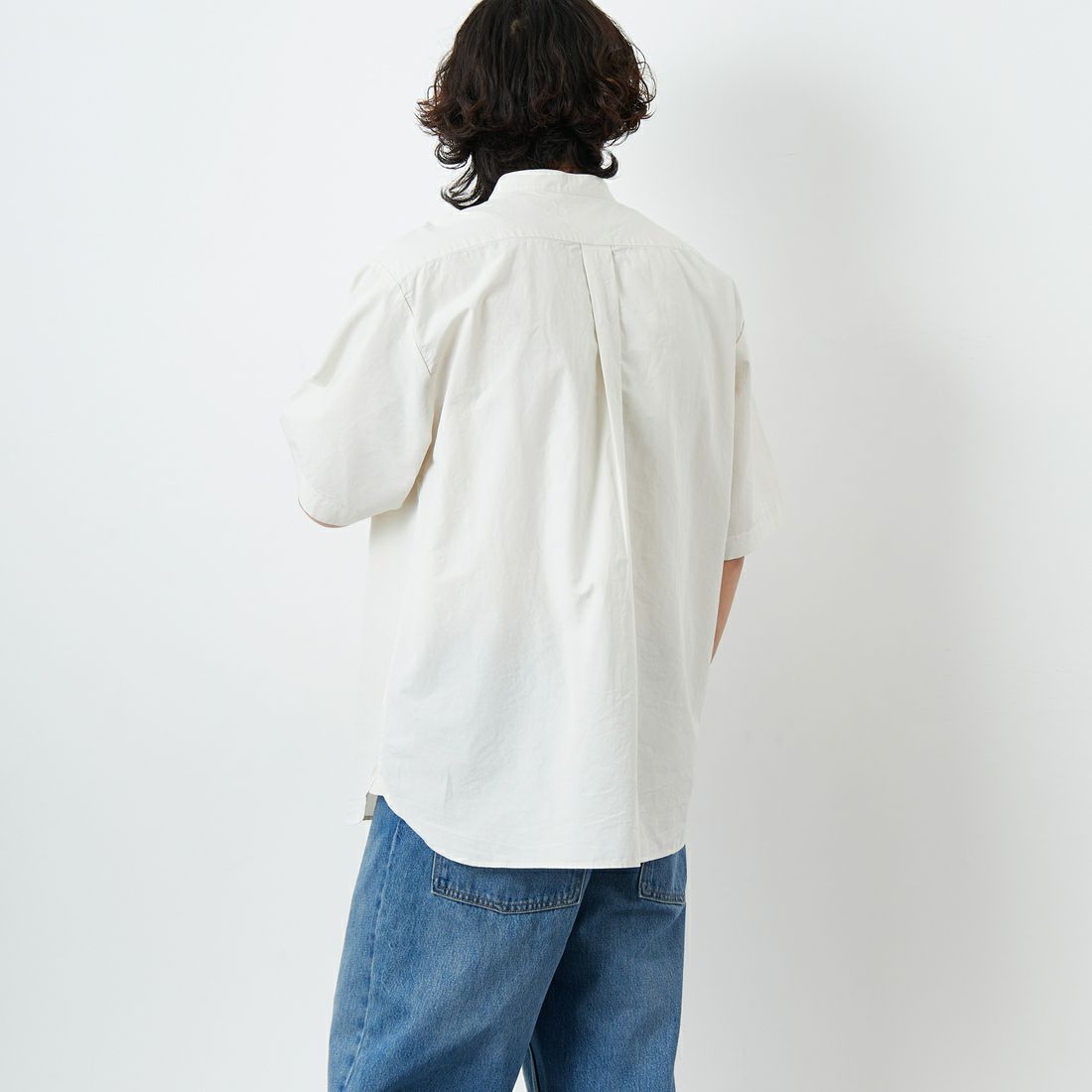 DANTON [ダントン] コットンリネン バンドカラーシャツ [JD-3788SCL] IVORY &&モデル身長：179cm 着用サイズ：42&&