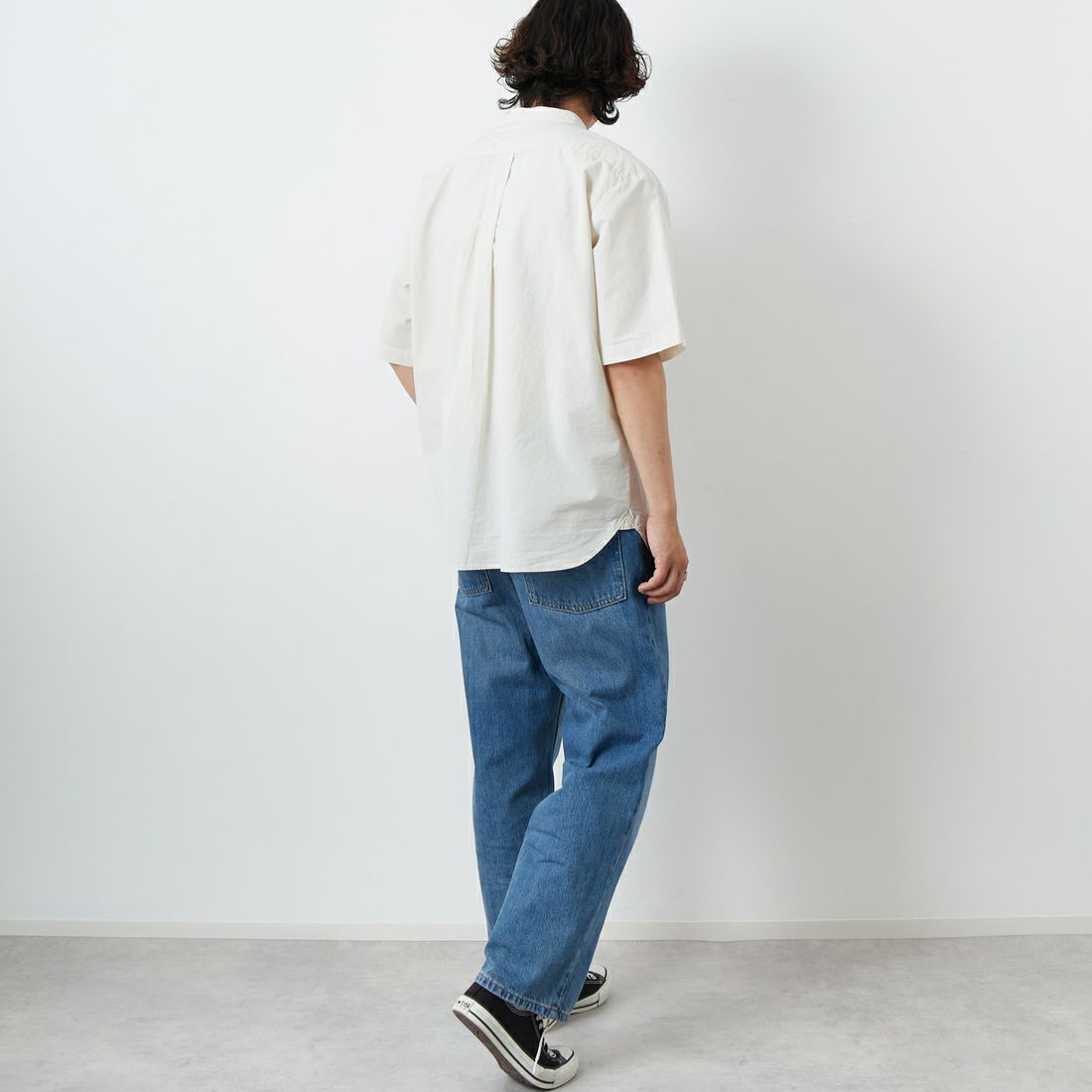 DANTON [ダントン] コットンリネン バンドカラーシャツ [JD-3788SCL] IVORY &&モデル身長：179cm 着用サイズ：42&&