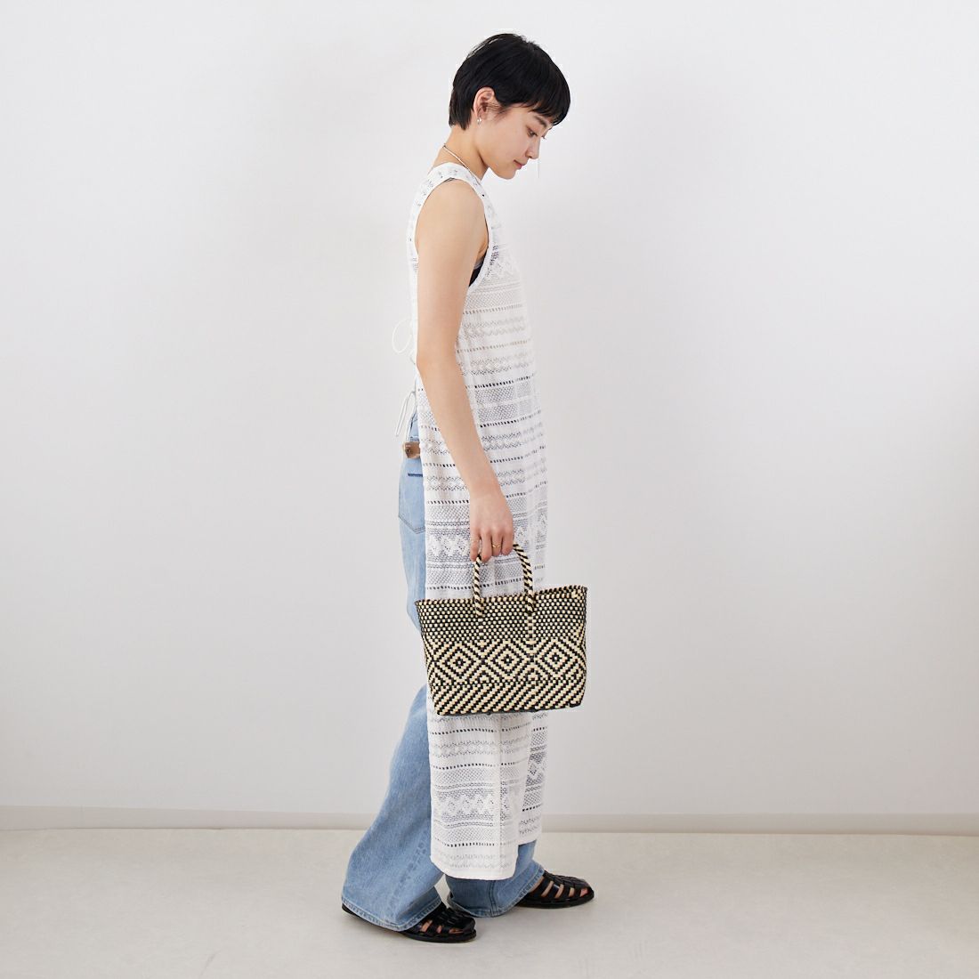 Jf Ready Made [ジェイエフレディメイド] コットンレースロングワンピース [25336-BH] OFF WHITE &&モデル身長：160cm 着用サイズ：F&&