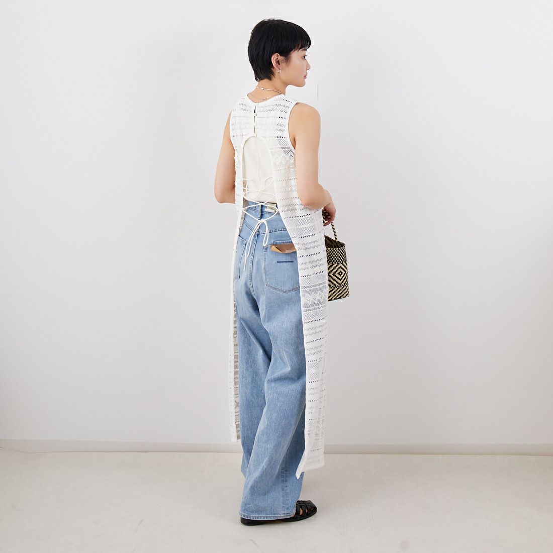 Jf Ready Made [ジェイエフレディメイド] コットンレースロングワンピース [25336-BH] OFF WHITE &&モデル身長：160cm 着用サイズ：F&&