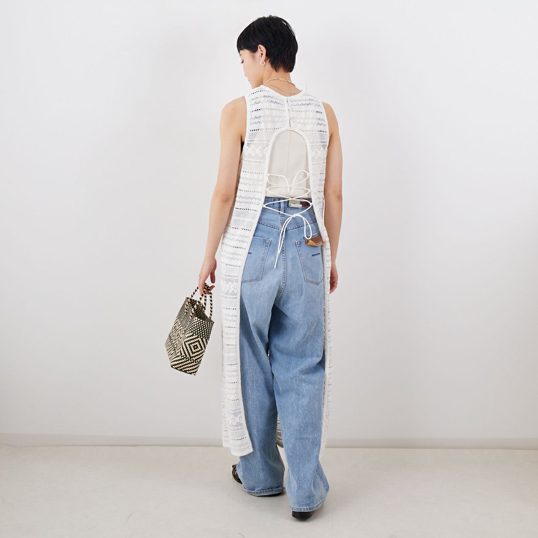 Jf Ready Made [ジェイエフレディメイド] コットンレースロングワンピース [25336-BH] OFF WHITE &&モデル身長：160cm 着用サイズ：F&&