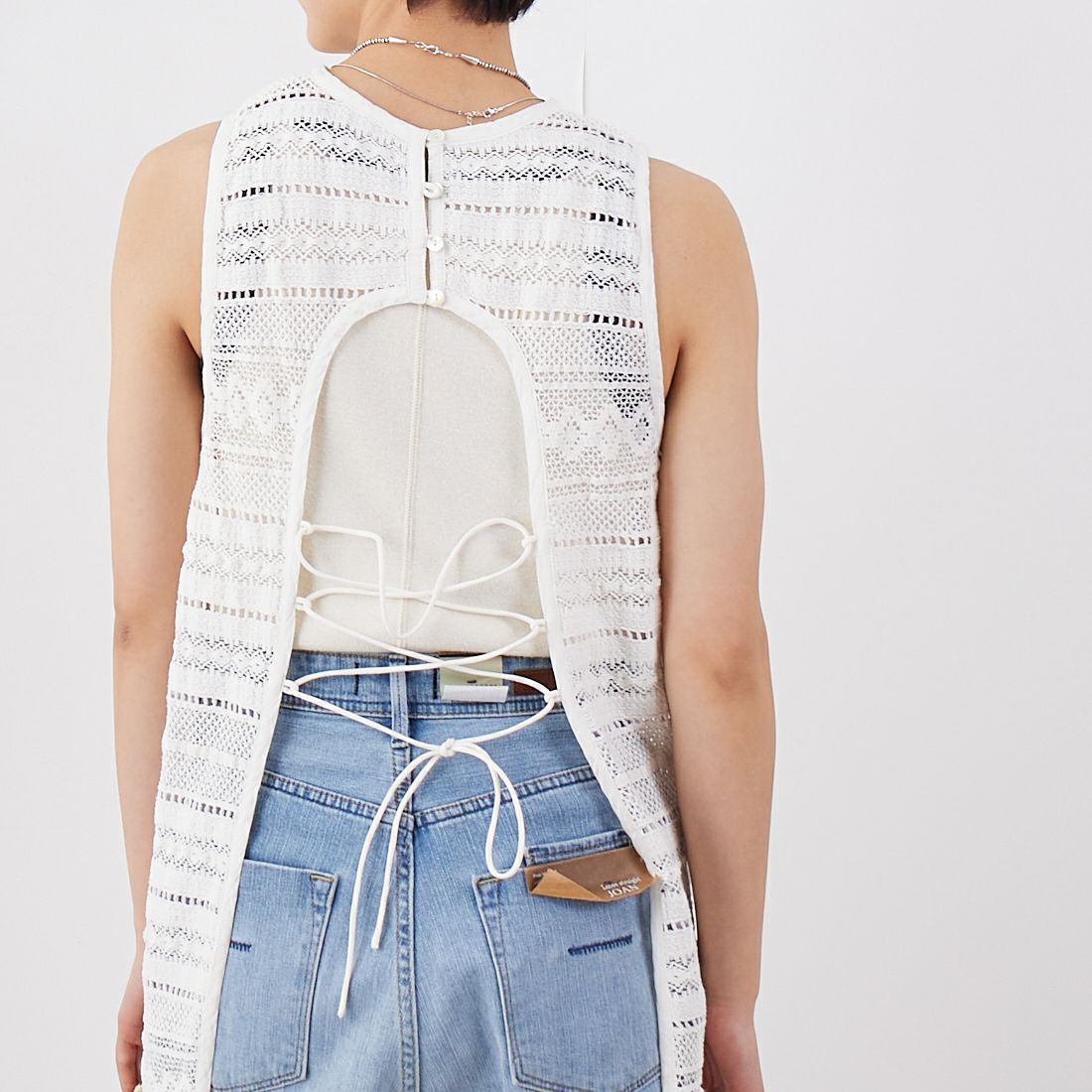 Jf Ready Made [ジェイエフレディメイド] コットンレースロングワンピース [25336-BH] OFF WHITE &&モデル身長：160cm 着用サイズ：F&&