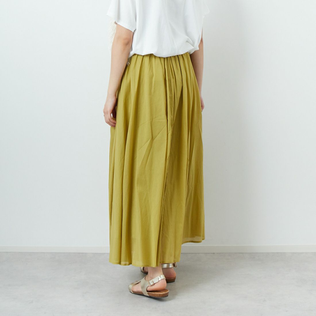 Jeans Factory Clothes [ジーンズファクトリークローズ] コットンフレアスカート [80255704] 050 YELLOW &&モデル身長：160cm 着用サイズ：F&&