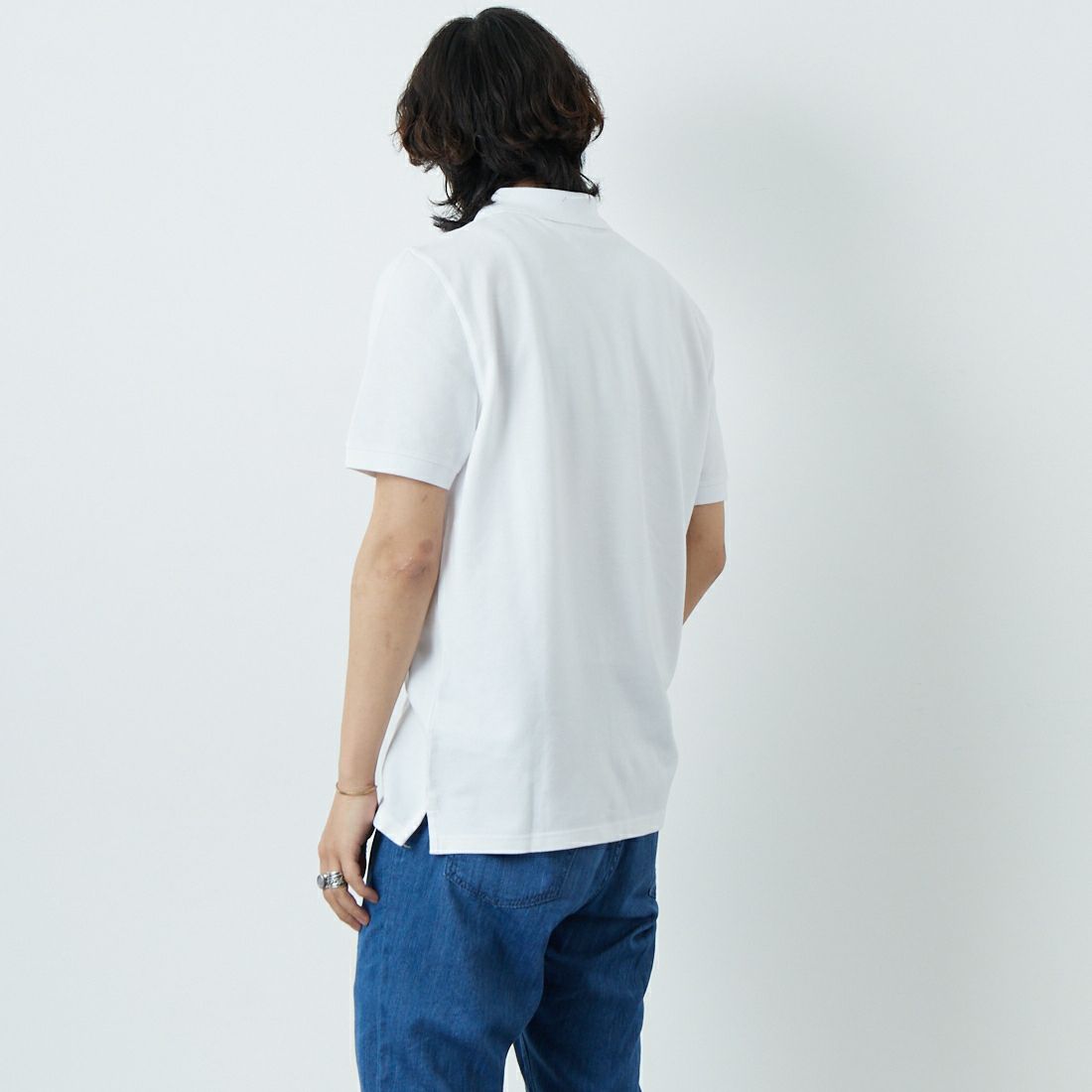 MAISON KITSUNE [メゾン キツネ] フォックスヘッド パッチ レギュラー ポロ [LM00208KJ7002] P100 WHITE &&モデル身長：179cm 着用サイズ：M&&