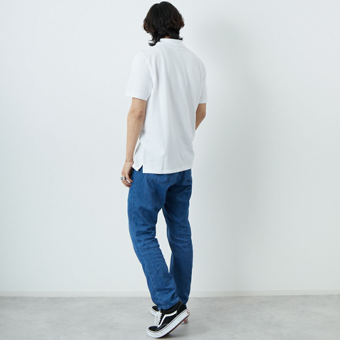 MAISON KITSUNE [メゾン キツネ] フォックスヘッド パッチ レギュラー ポロ [LM00208KJ7002] P100 WHITE &&モデル身長：179cm 着用サイズ：M&&