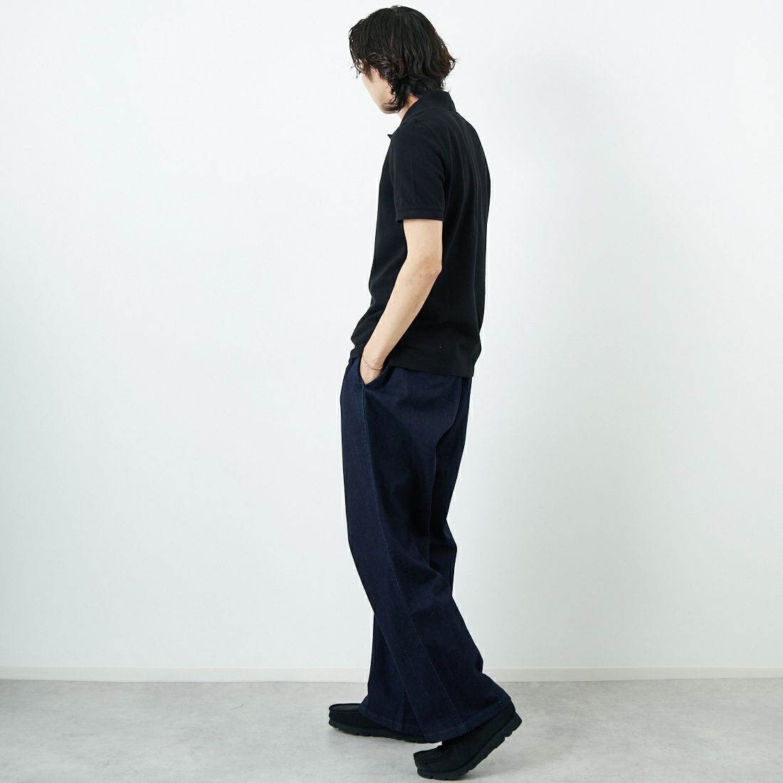 MAISON KITSUNE [メゾン キツネ] フォックスヘッド パッチ レギュラー ポロ [LM00208KJ7002] P199 BLACK &&モデル身長：179cm 着用サイズ：S&&