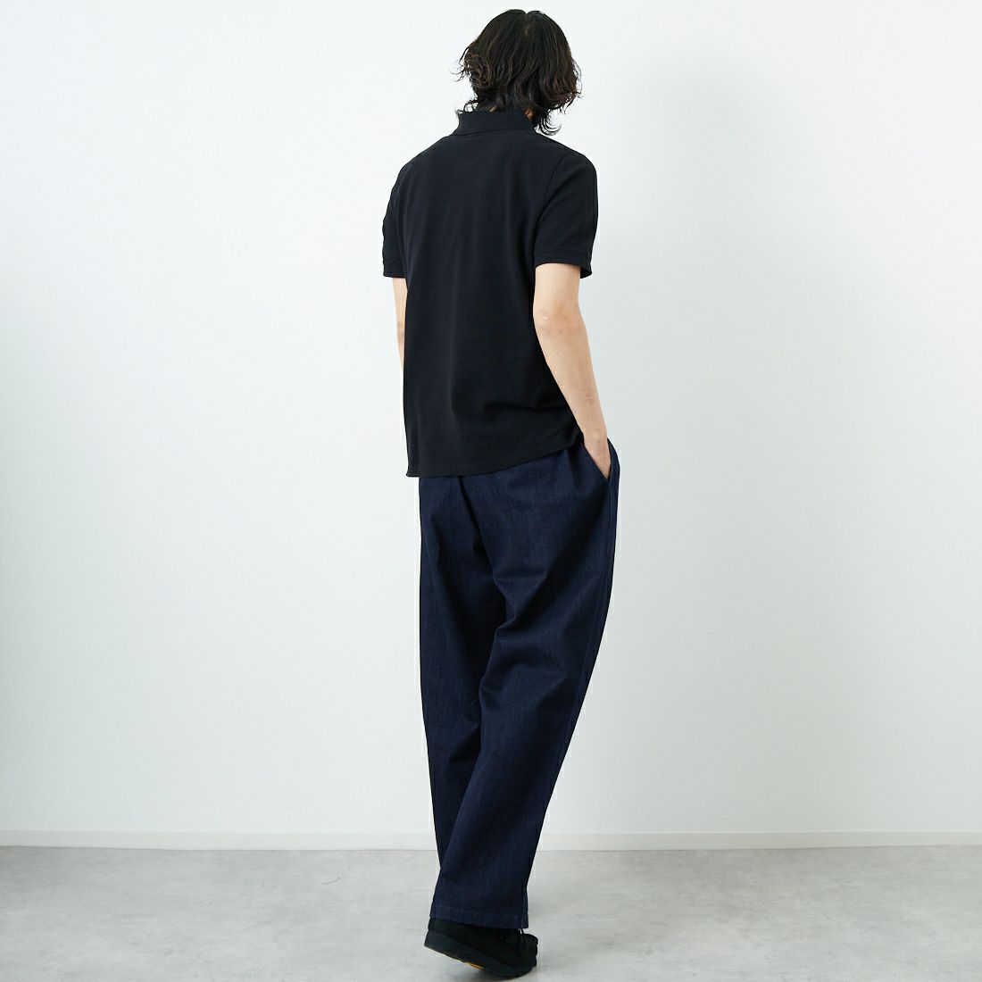 MAISON KITSUNE [メゾン キツネ] フォックスヘッド パッチ レギュラー ポロ [LM00208KJ7002] P199 BLACK &&モデル身長：179cm 着用サイズ：S&&