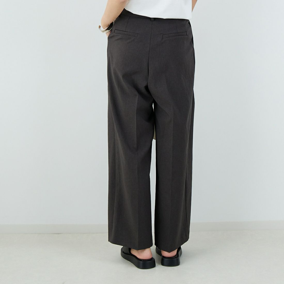 Jeans Factory Clothes [ジーンズファクトリークローズ] カーブタックワイドパンツ [21254069] 003 ﾁｬｺｰﾙ &&モデル身長：167cm 着用サイズ：38&&