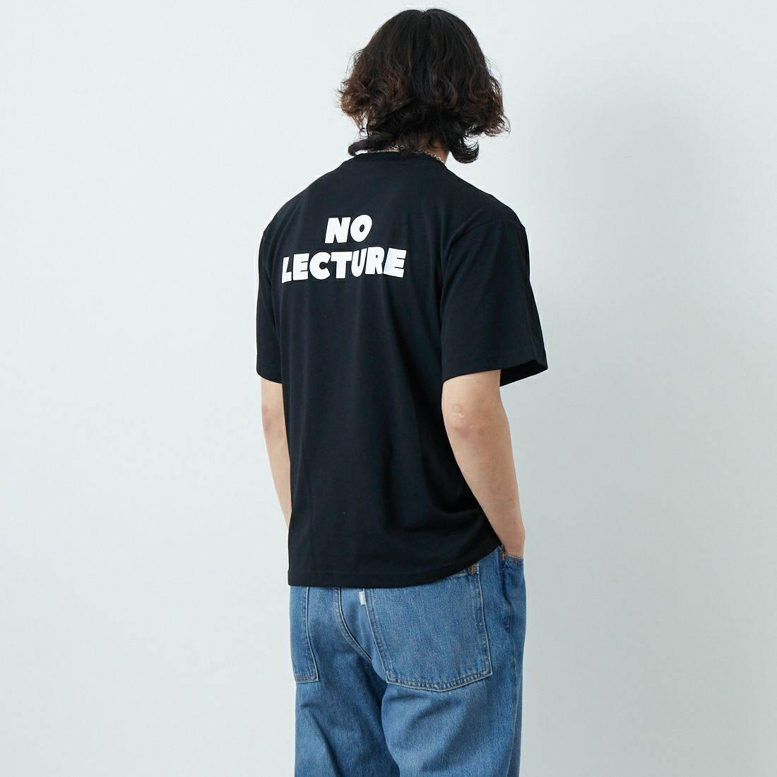 NEW VINTAGE GOLF [ニュービンテージゴルフ] NO LECTURE ショートスリーブTシャツ [NVG-0302] BLACK &&モデル身長：179cm 着用サイズ：M&&