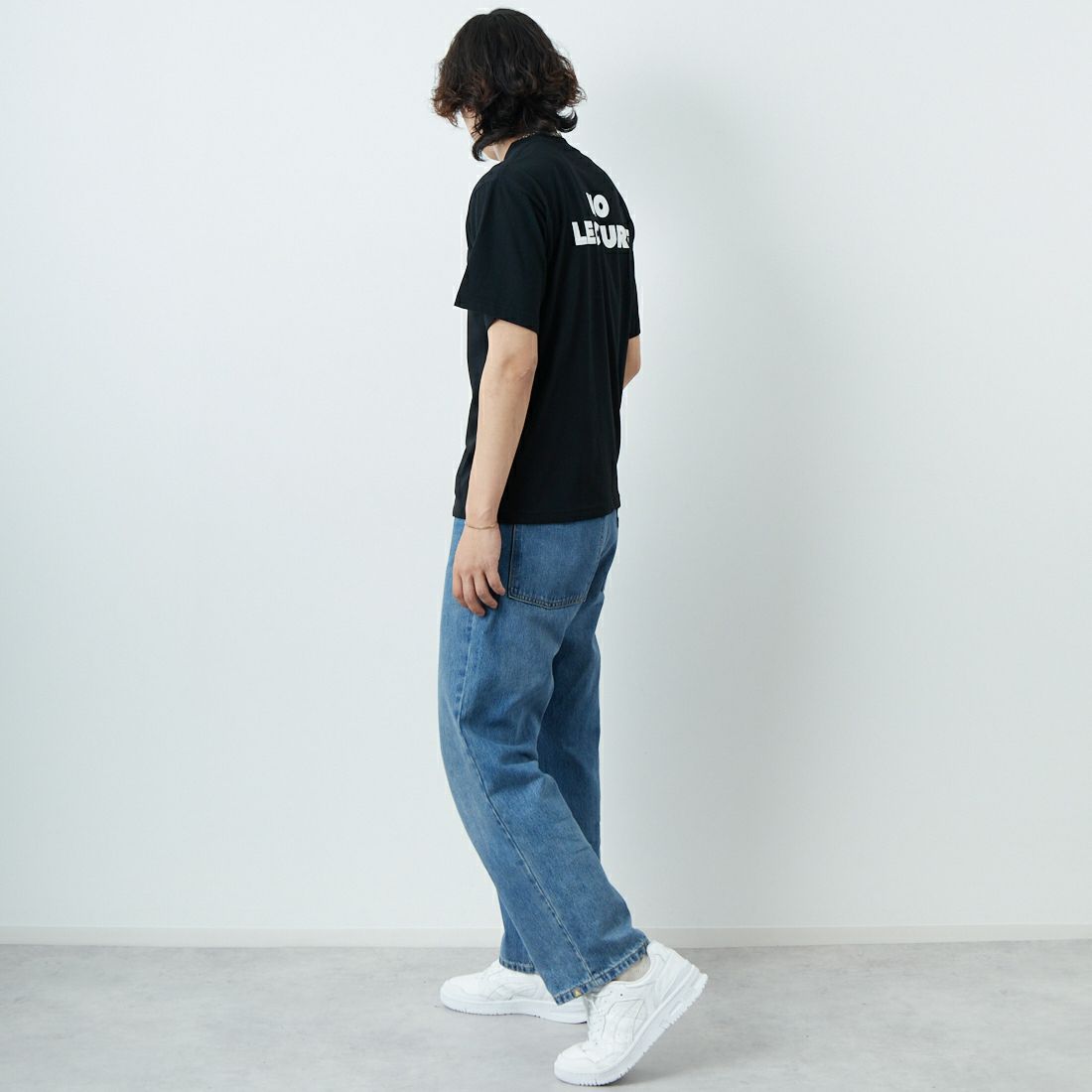 NEW VINTAGE GOLF [ニュービンテージゴルフ] NO LECTURE ショートスリーブTシャツ [NVG-0302] BLACK &&モデル身長：179cm 着用サイズ：M&&