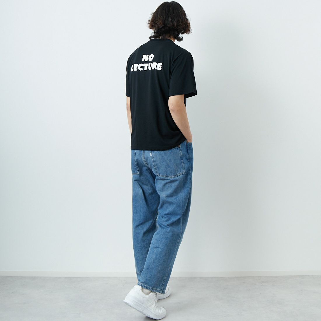 NEW VINTAGE GOLF [ニュービンテージゴルフ] NO LECTURE ショートスリーブTシャツ [NVG-0302] BLACK &&モデル身長：179cm 着用サイズ：M&&