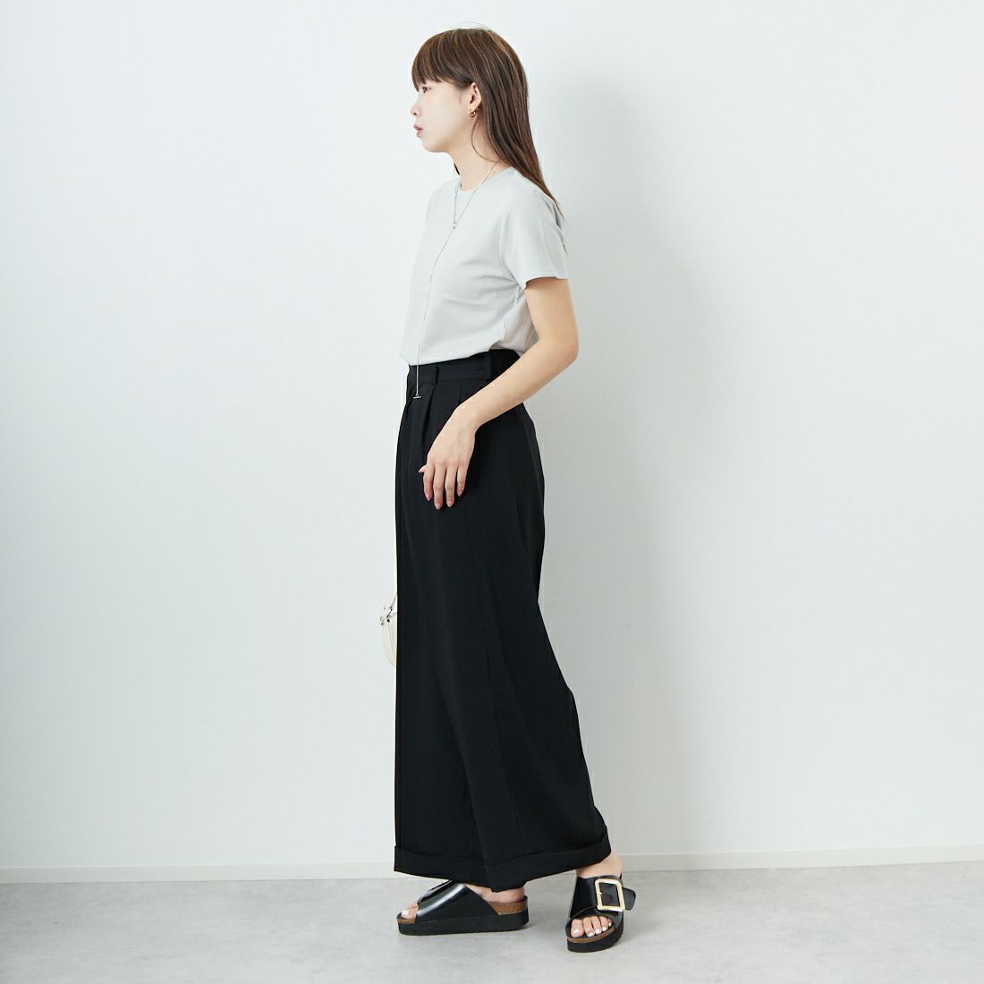 CLOCHE [クロシェ] コンパクトTシャツ [51285759] ｸﾞﾚｰ &&モデル身長：167cm 着用サイズ：2&&