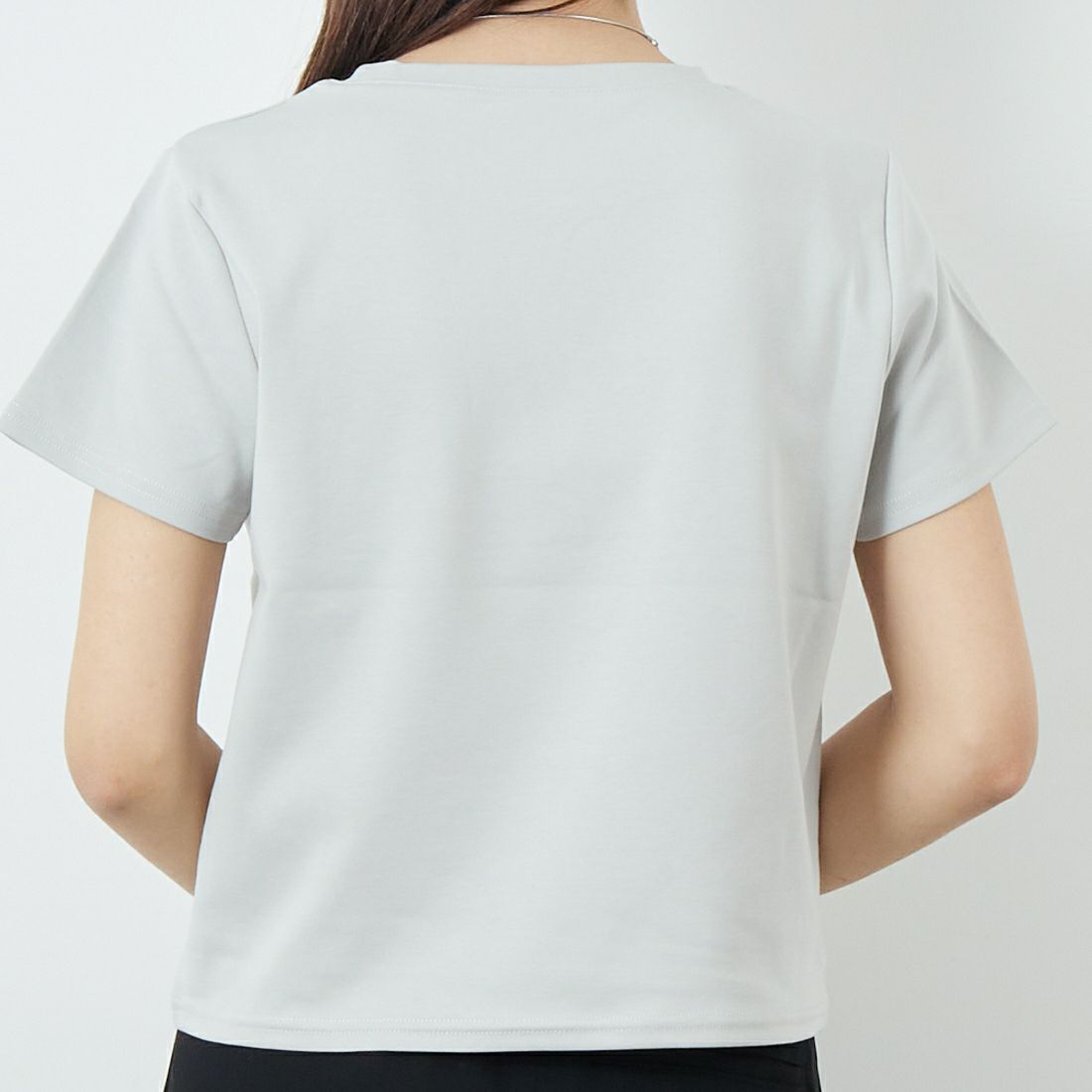 CLOCHE [クロシェ] コンパクトTシャツ [51285759] ｸﾞﾚｰ &&モデル身長：167cm 着用サイズ：2&&