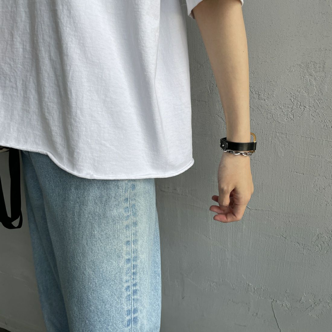 FUNG [ファング] REALITY カットオフプリントTシャツ [REALITY] WH/ﾗﾒ &&モデル身長：160cm 着用サイズ：M&&