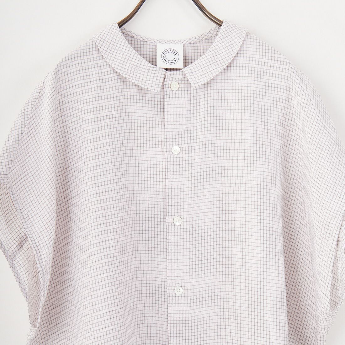 ORCIVAL [オーシバル] ノースリーブリネンチェックシャツ [OR-B0360LCH] WH/TAUPE C