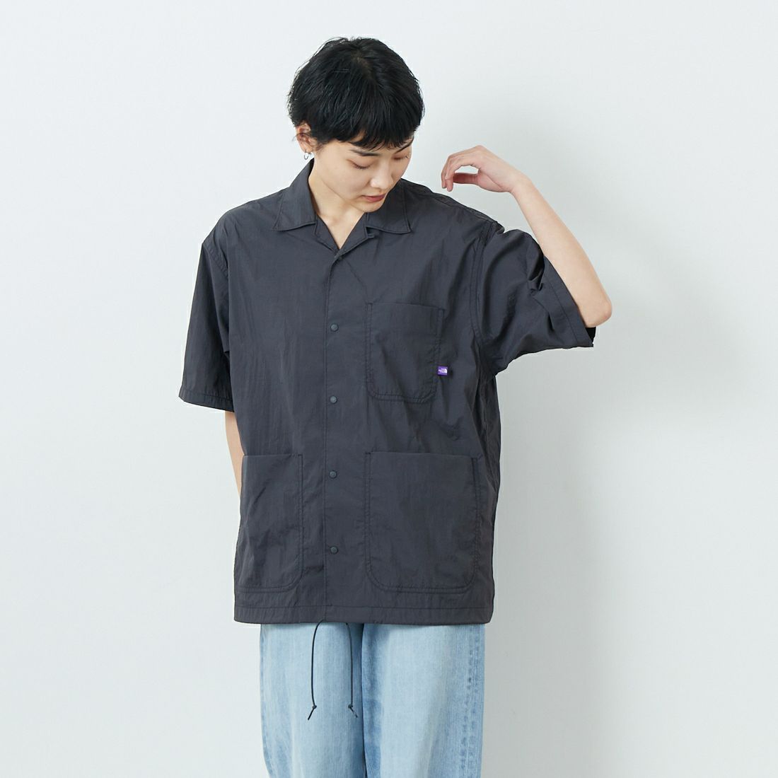 THE NORTH FACE PURPLE LABEL [ザ ノースフェイス パープルレーベル] ナイロンタフタ フィールドショートスリーブシャツ [N25SG055] AH AH GRAY
