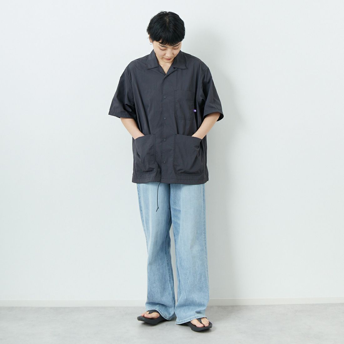 THE NORTH FACE PURPLE LABEL [ザ ノースフェイス パープルレーベル] ナイロンタフタ フィールドショートスリーブシャツ [N25SG055] AH AH GRAY