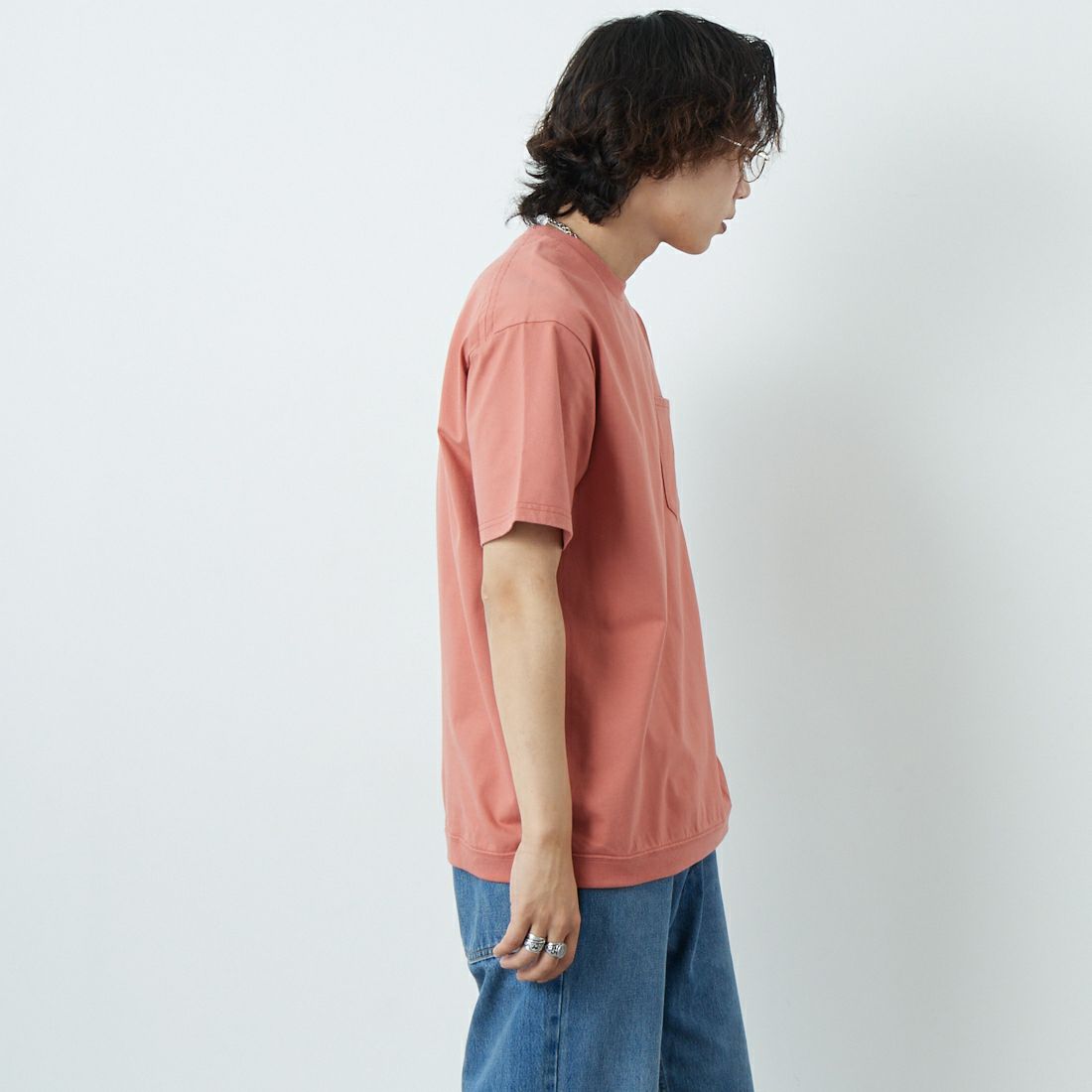 THE NORTH FACE PURPLE LABEL [ザ ノースフェイス パープルレーベル] ハイバルキーポケットTシャツ [N25SH056] PG PNK G &&モデル身長：179cm 着用サイズ：M&&