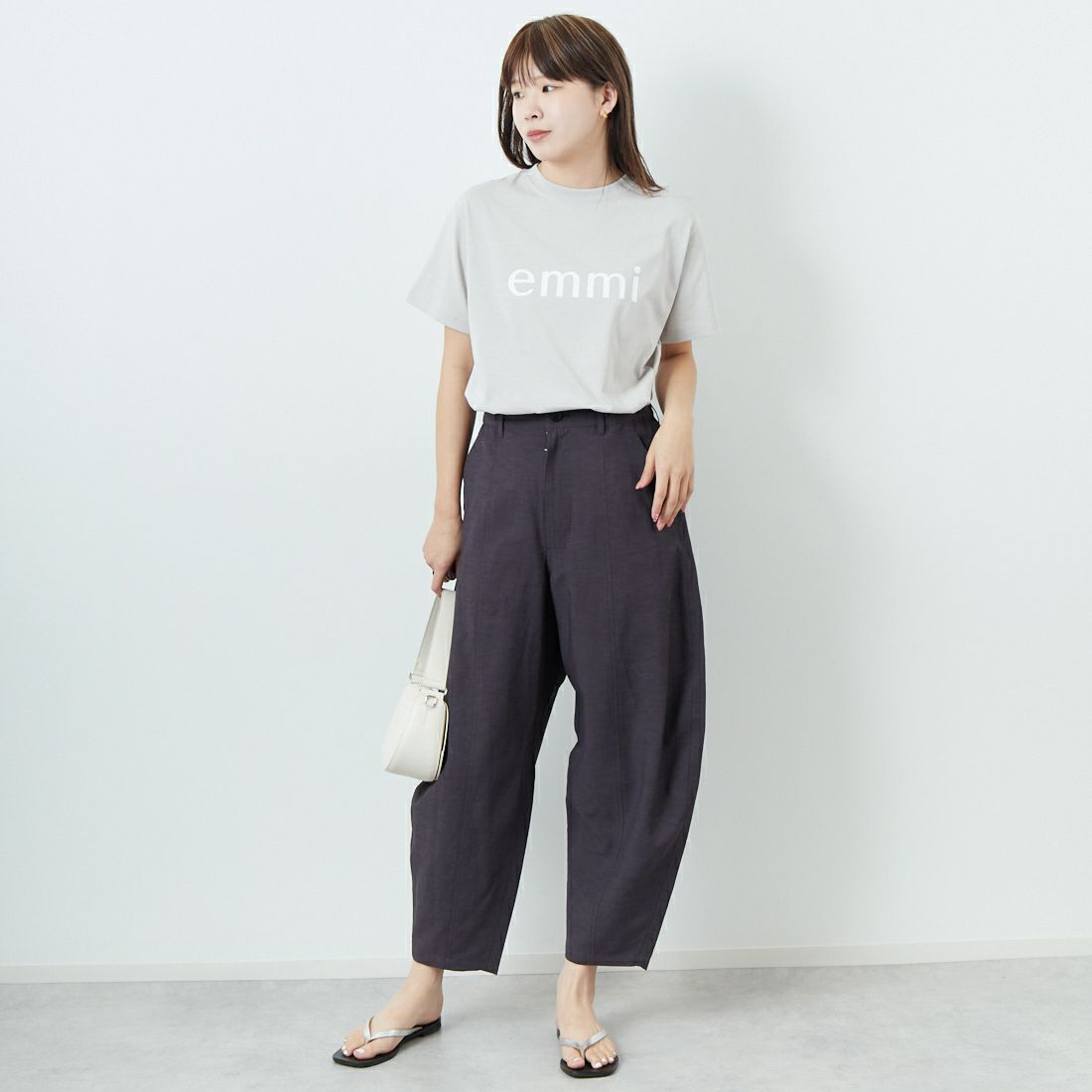 STELLA CIFFON [ステラシフォン] T/Rリネンウェザーパンツ [ST2-25206A] 82 CHARCOA &&モデル身長：167cm 着用サイズ：36&&