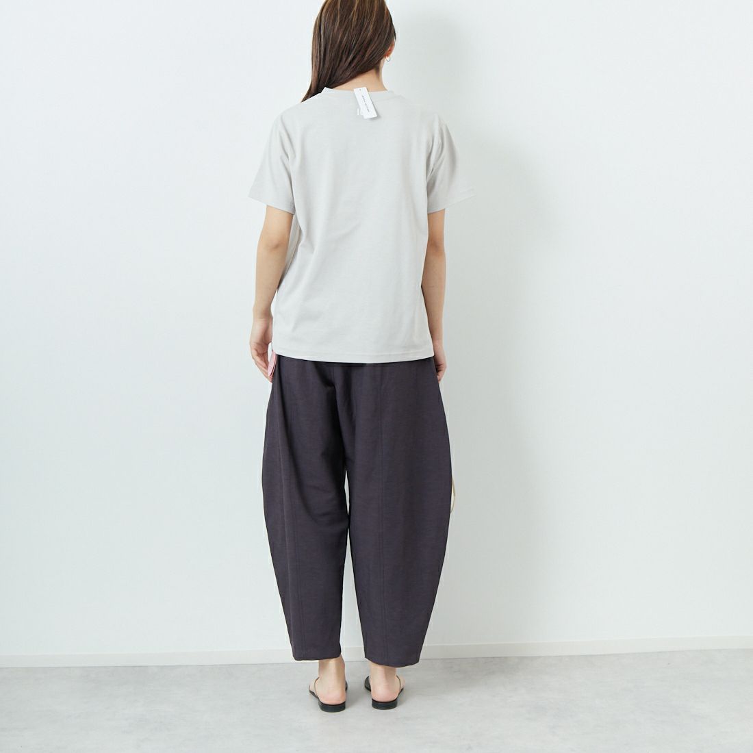 STELLA CIFFON [ステラシフォン] T/Rリネンウェザーパンツ [ST2-25206A] 82 CHARCOA &&モデル身長：167cm 着用サイズ：36&&