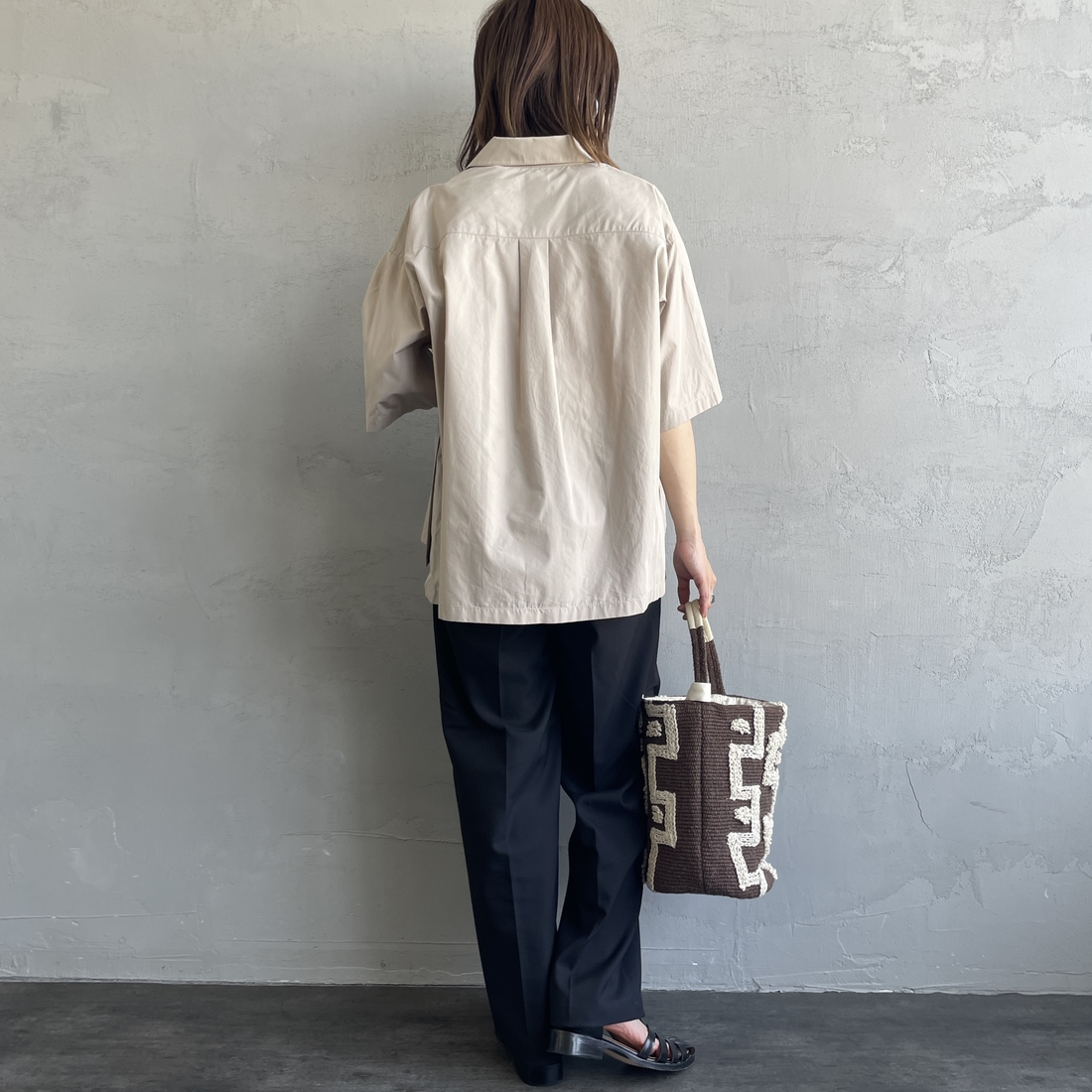 DANTON [ダントン] ハーフスリーブシャツ [DT-B0223CPL] WHITE &&モデル身長：158cm 着用サイズ：38&&