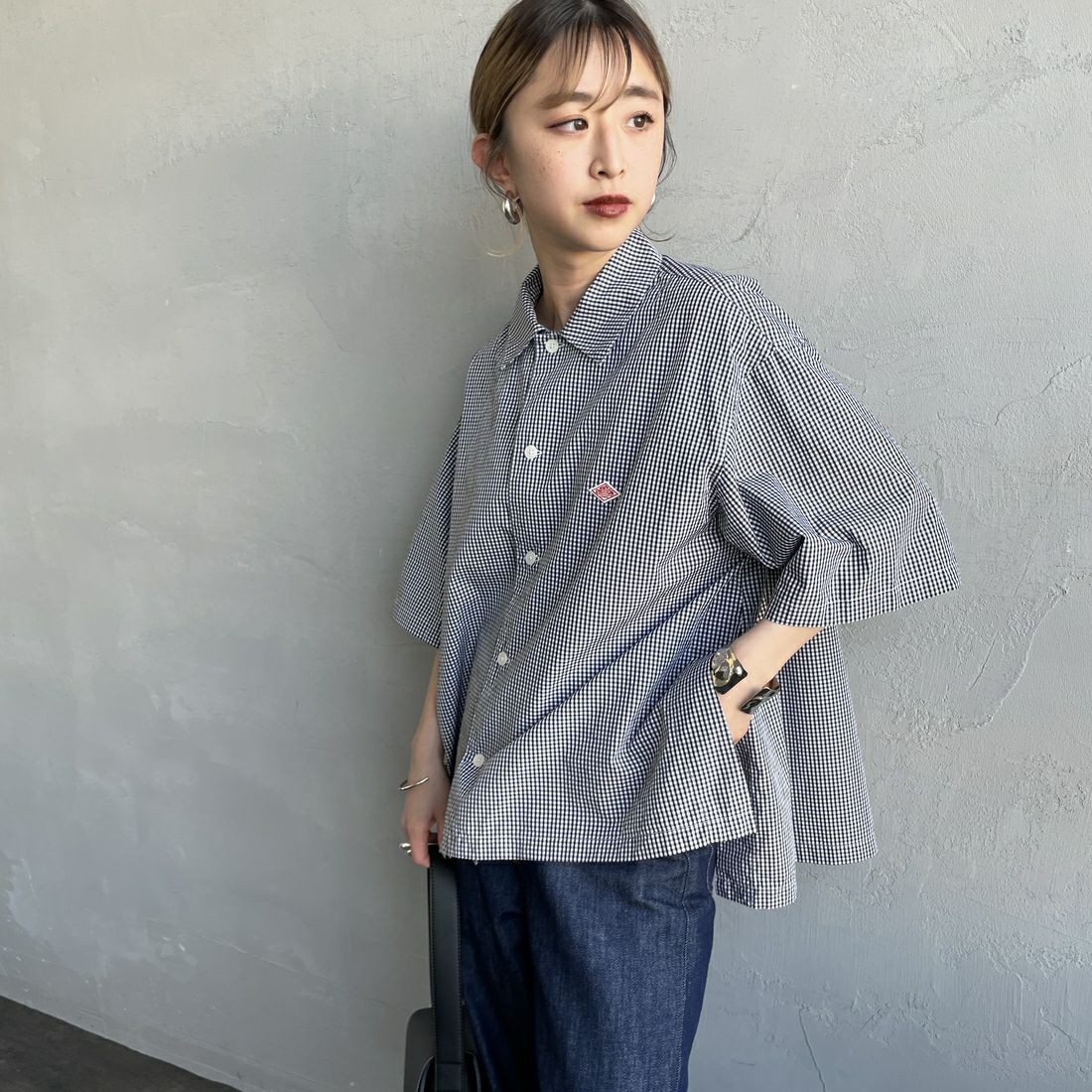 DANTON [ダントン] ハーフスリーブシャツ [DT-B0223CPP] BLACK GNGM