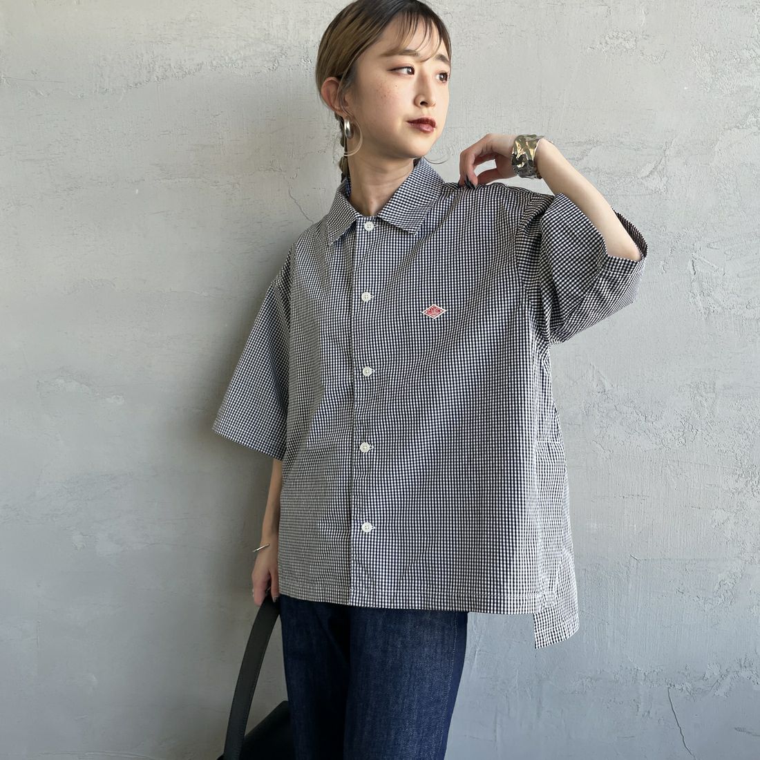 DANTON [ダントン] ハーフスリーブシャツ [DT-B0223CPP] BLACK GNGM