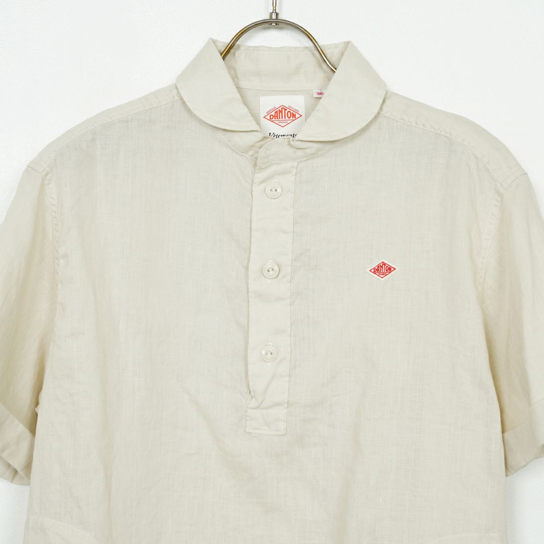 DANTON [ダントン] ラウンドカラー リネンプルオーバーシャツ [DT-B0283FLI] OYSTER