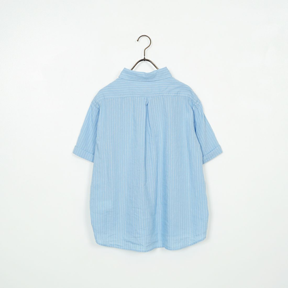 DANTON [ダントン] ラウンドカラー リネンストライプ プルオーバーシャツ [DT-B0283LCT] BLU/WHT ST