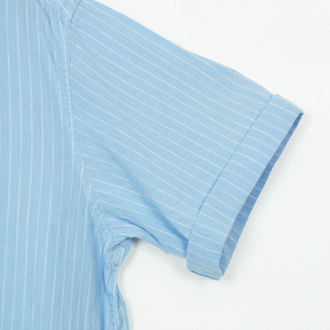 DANTON [ダントン] ラウンドカラー リネンストライプ プルオーバーシャツ [DT-B0283LCT] BLU/WHT ST