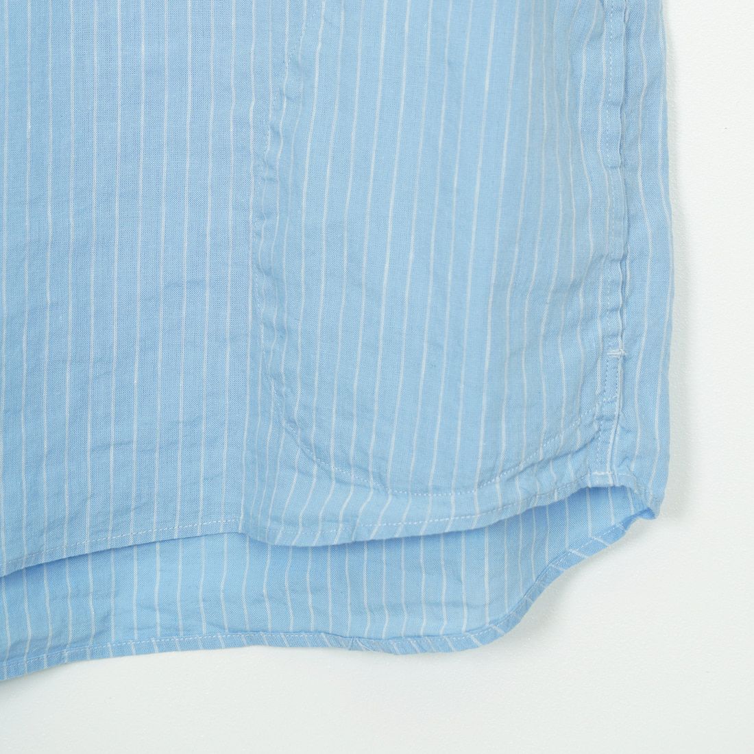 DANTON [ダントン] ラウンドカラー リネンストライプ プルオーバーシャツ [DT-B0283LCT] BLU/WHT ST