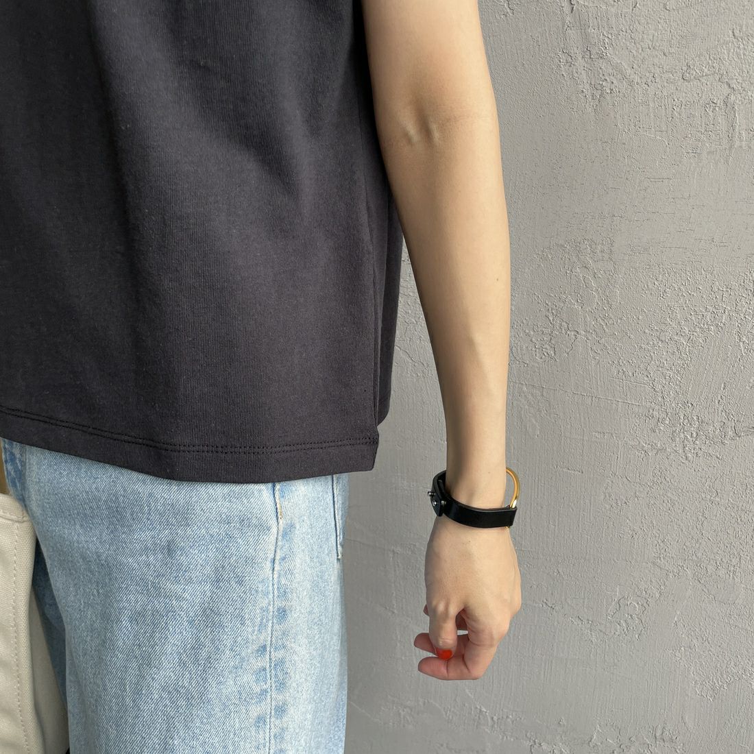 DANTON [ダントン] ドルマンスリーブソリッドTシャツ [DT-C0403FLC] BLACK &&モデル身長：160cm 着用サイズ：S&&