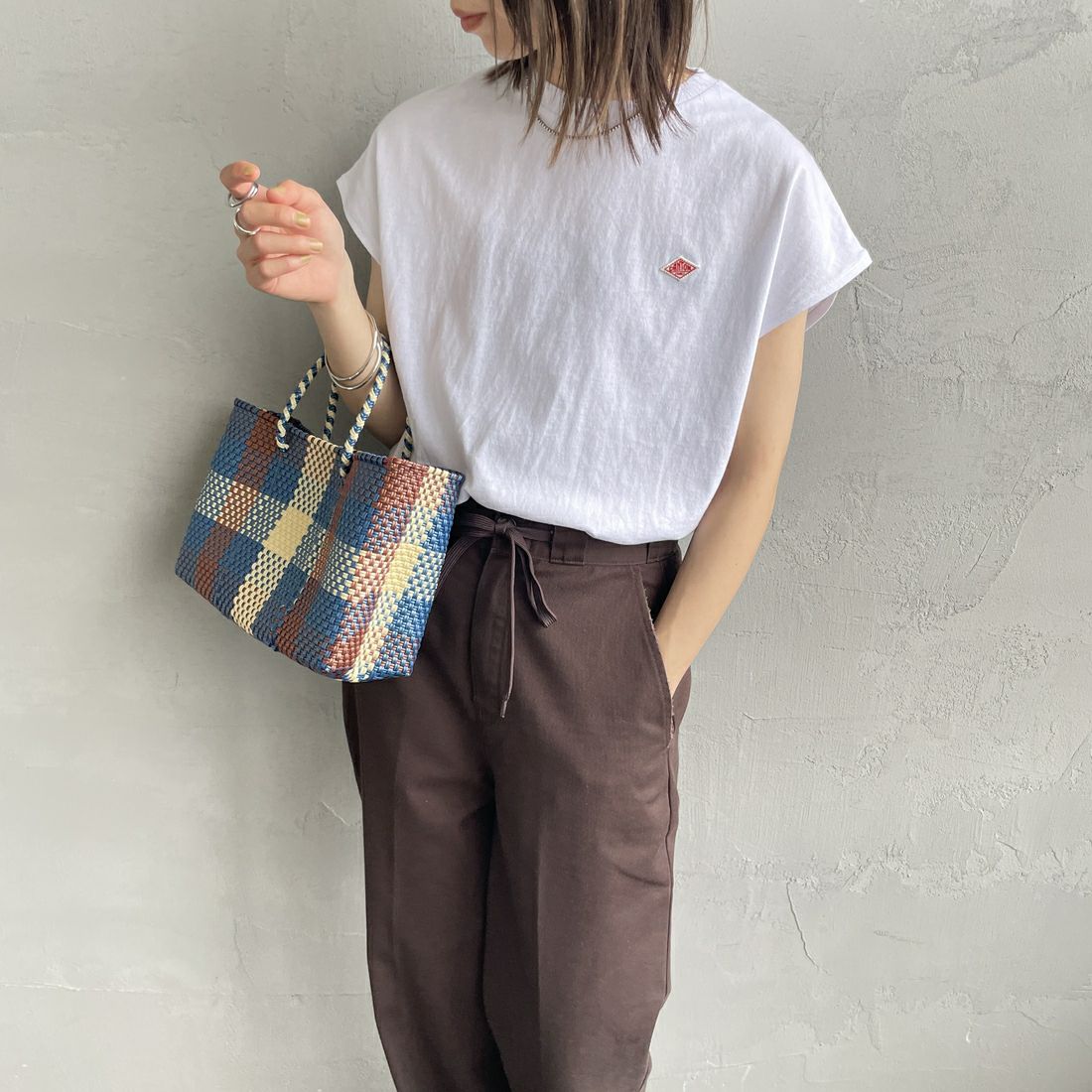 DANTON [ダントン] ドルマンスリーブソリッドTシャツ [DT-C0403FLC] WHITE&&モデル身長：158cm 着用サイズ：S&&