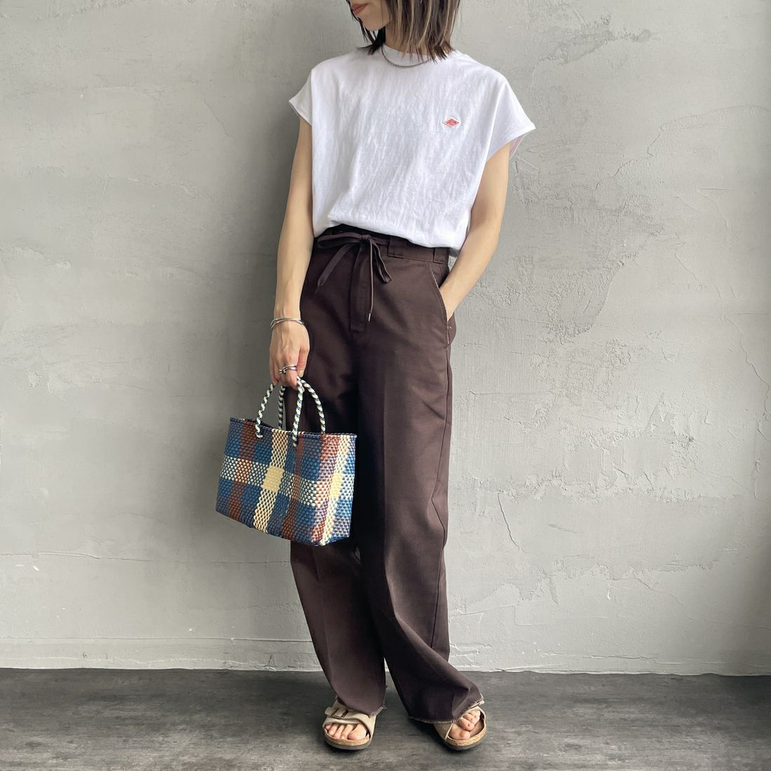 DANTON [ダントン] ドルマンスリーブソリッドTシャツ [DT-C0403FLC] WHITE&&モデル身長：158cm 着用サイズ：S&&