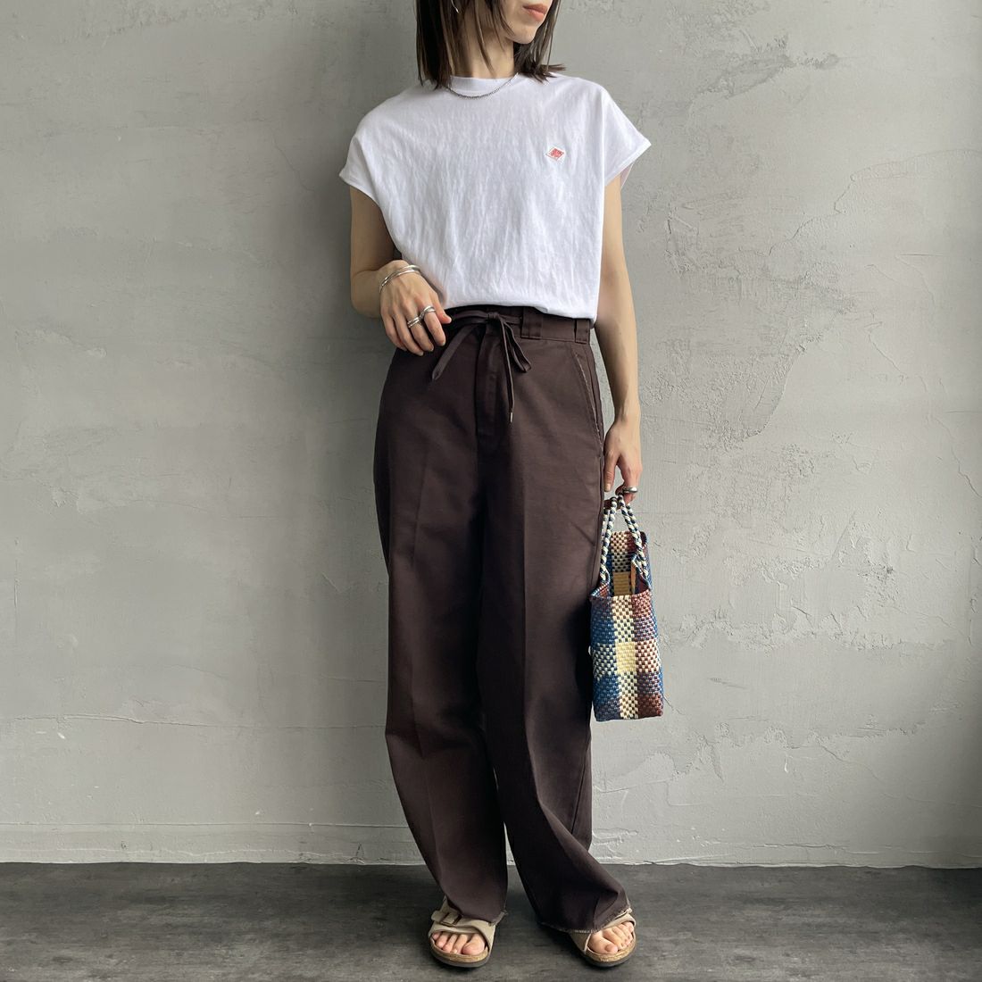 DANTON [ダントン] ドルマンスリーブソリッドTシャツ [DT-C0403FLC] WHITE&&モデル身長：158cm 着用サイズ：S&&