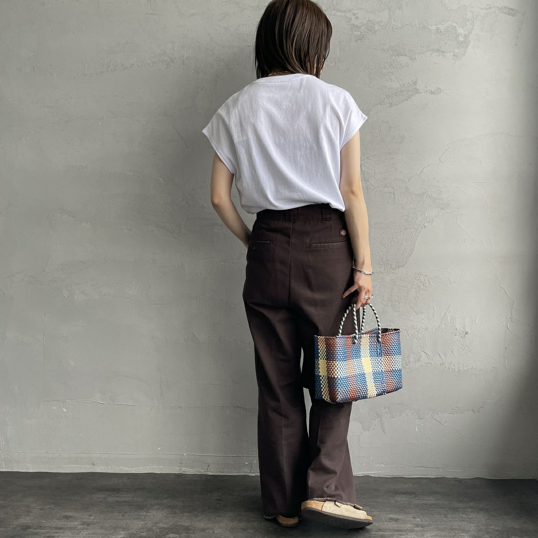 DANTON [ダントン] ドルマンスリーブソリッドTシャツ [DT-C0403FLC] WHITE&&モデル身長：158cm 着用サイズ：S&&