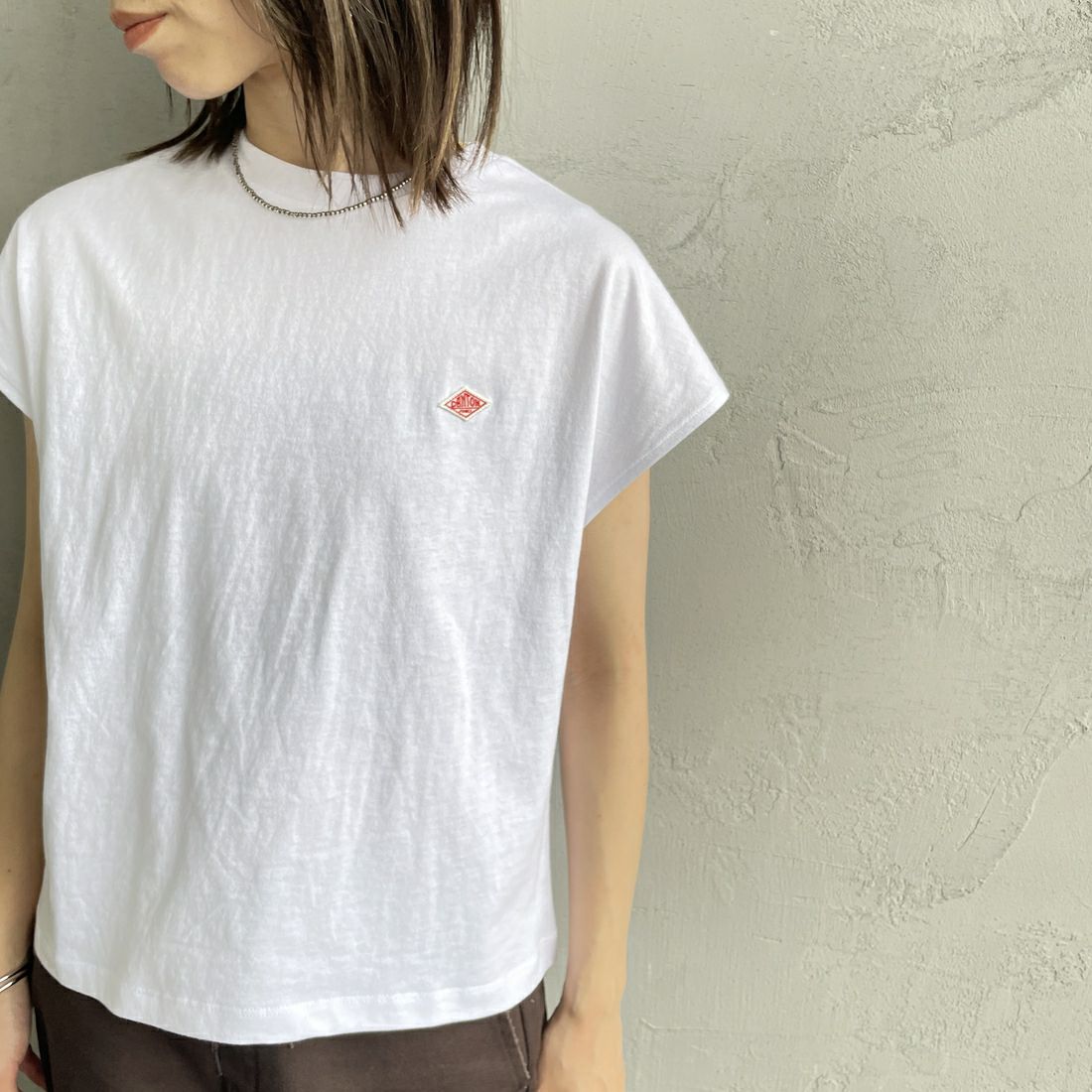 DANTON [ダントン] ドルマンスリーブソリッドTシャツ [DT-C0403FLC] WHITE &&モデル身長：158cm 着用サイズ：S&&
