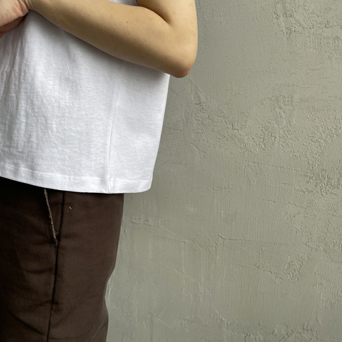 DANTON [ダントン] ドルマンスリーブソリッドTシャツ [DT-C0403FLC] WHITE&&モデル身長：158cm 着用サイズ：S&&