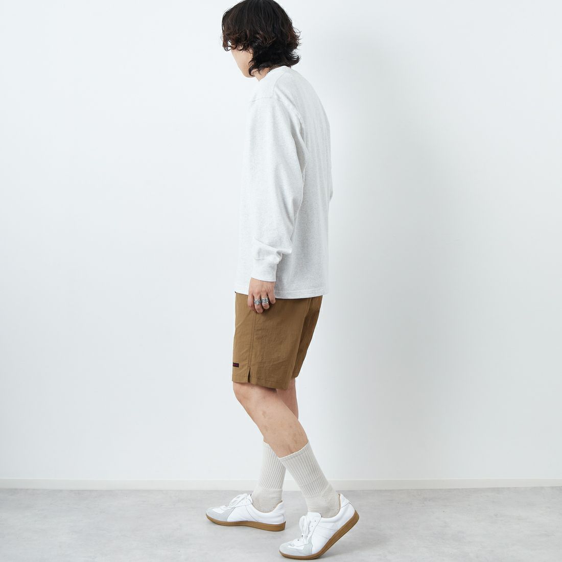 GRAMiCCi [グラミチ] ナイロンパッカブルGショーツ [G4SM-P146] COYOTE &&モデル身長：179cm 着用サイズ：L&&