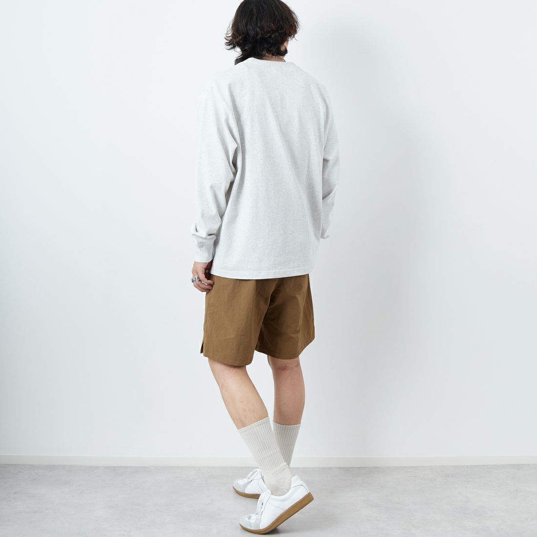 GRAMiCCi [グラミチ] ナイロンパッカブルGショーツ [G4SM-P146] COYOTE &&モデル身長：179cm 着用サイズ：L&&