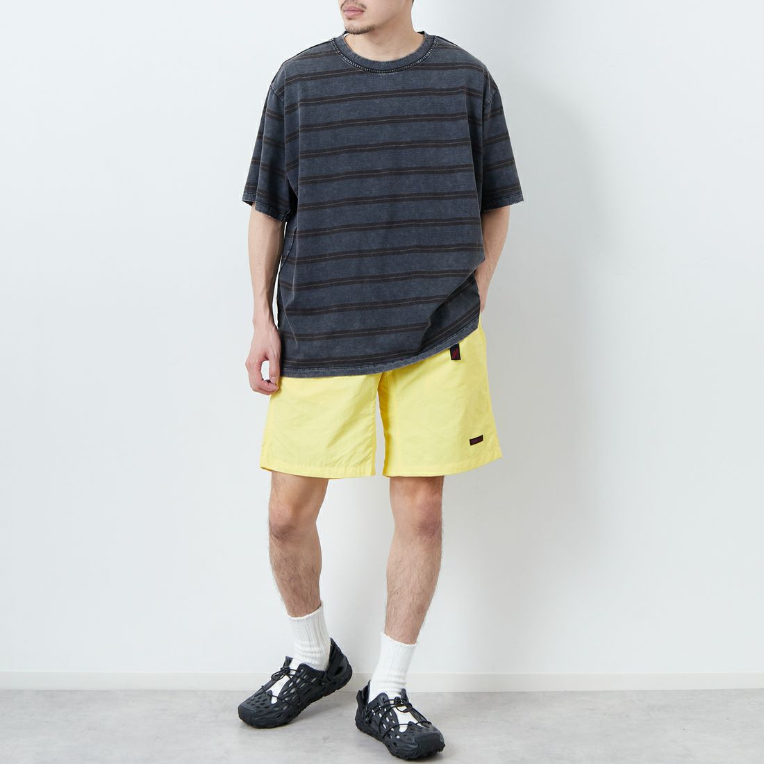 GRAMiCCi [グラミチ] ナイロンパッカブルGショーツ [G4SM-P146] SUN FLOWER &&モデル身長：168cm 着用サイズ：M&&