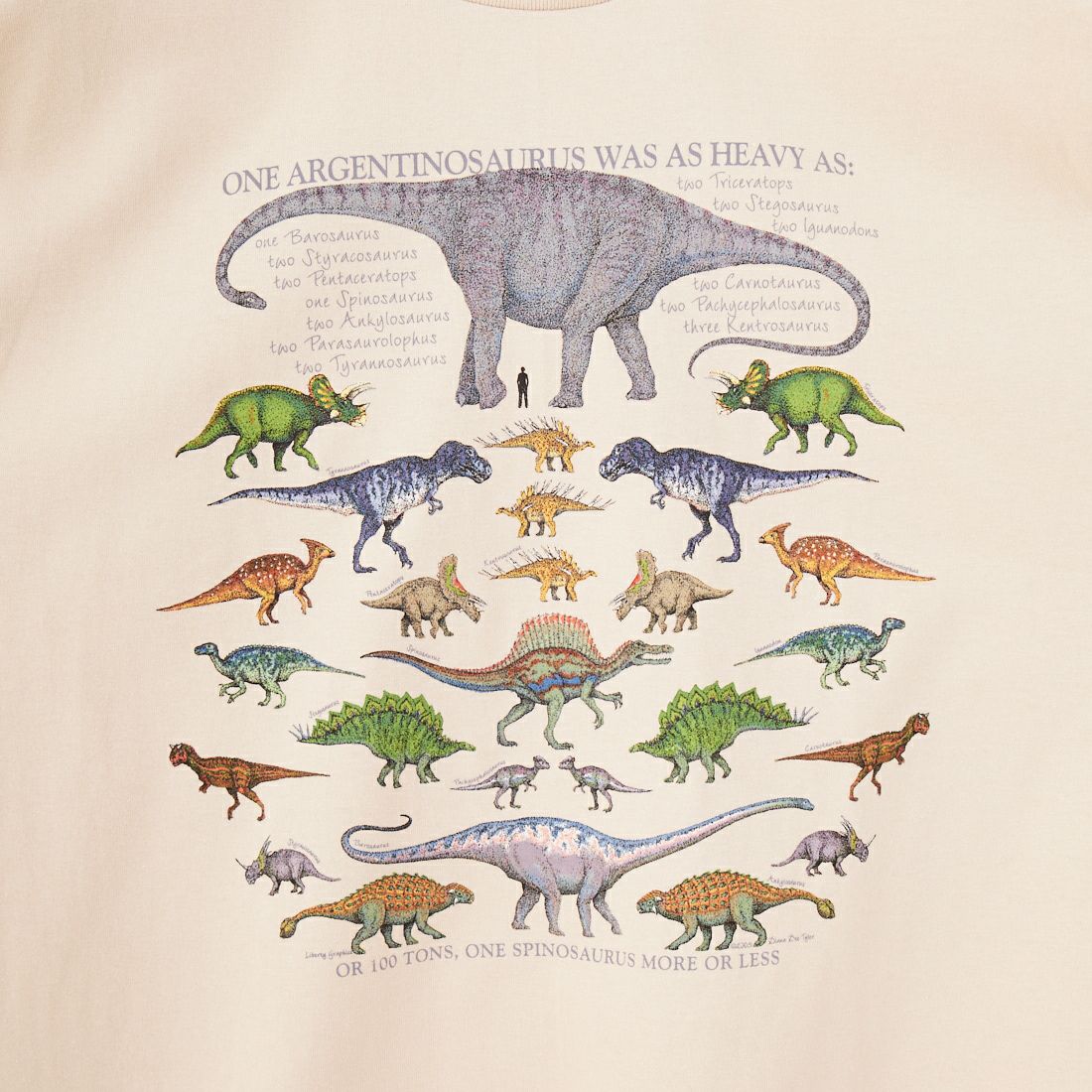LIBERTY GRAPHICS [リバティーグラフィックス] ワンダイナソープリントTシャツ [ONE-DINOSAUR-IS] STONE