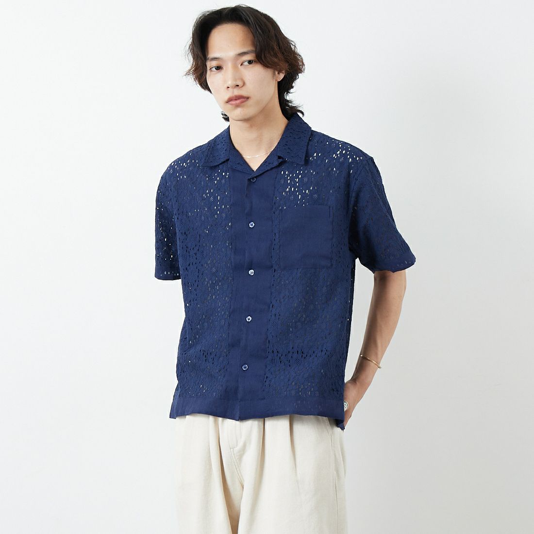 NAVY&&モデル身長：179cm 着用サイズ：M&&