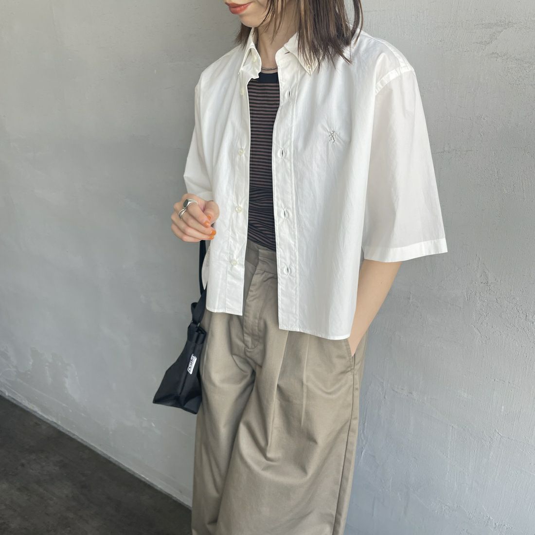 RIM.ARK(リムアーク)｜Long light round shirt/シャツ/ホワイト
