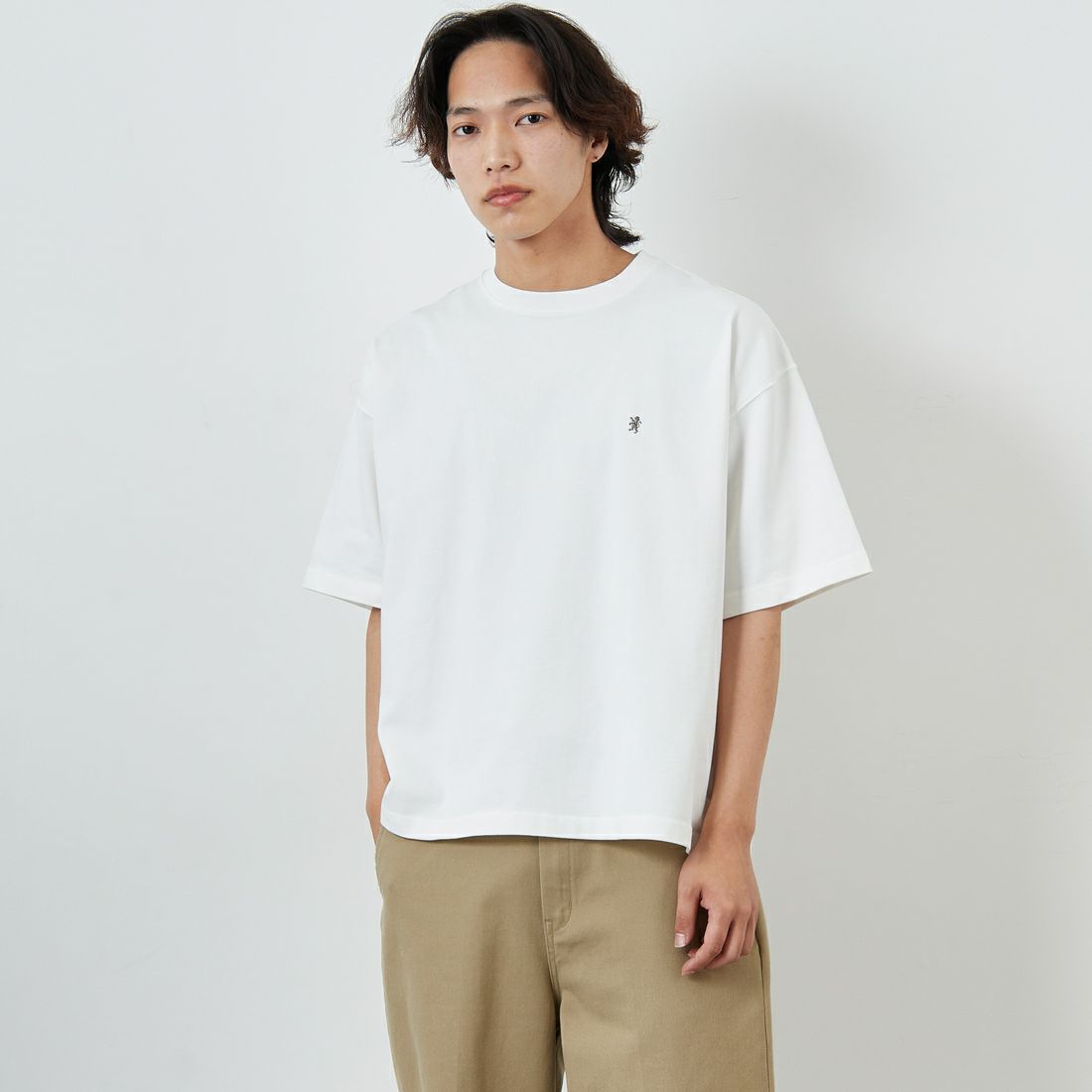 Gymphlex [ジムフレックス] ショートスリーブクルーネックTシャツ [GY-C0441DDH] OFF WHITE &&モデル身長：179cm 着用サイズ：L&&