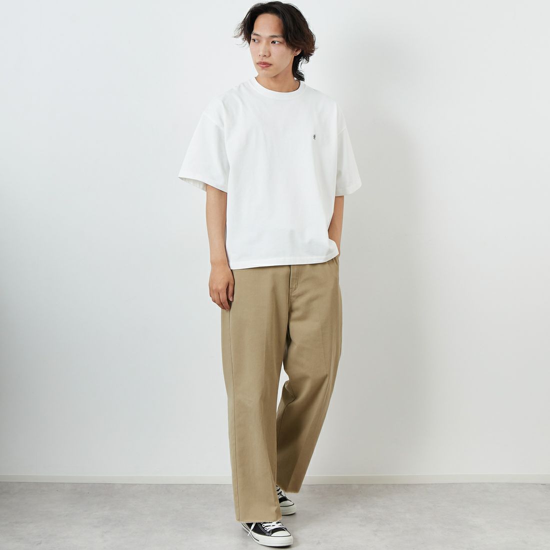 Gymphlex [ジムフレックス] ショートスリーブクルーネックTシャツ [GY-C0441DDH] OFF WHITE &&モデル身長：179cm 着用サイズ：L&&