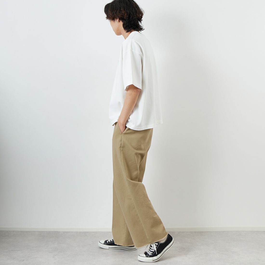 Gymphlex [ジムフレックス] ショートスリーブクルーネックTシャツ [GY-C0441DDH] OFF WHITE &&モデル身長：179cm 着用サイズ：L&&
