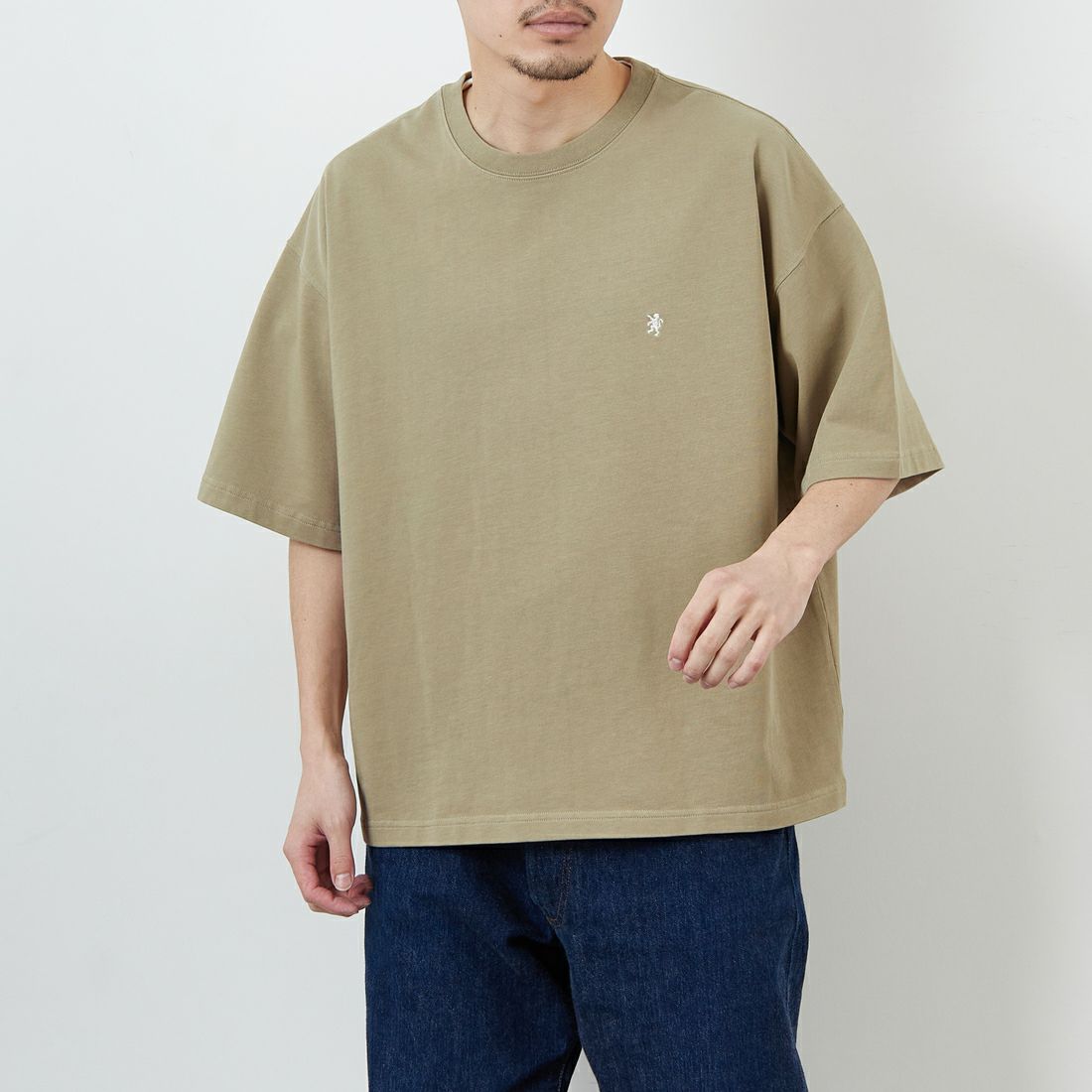 Gymphlex [ジムフレックス] ショートスリーブクルーネックTシャツ [GY-C0441DDH] BEIGE &&モデル身長：168cm 着用サイズ：L&&