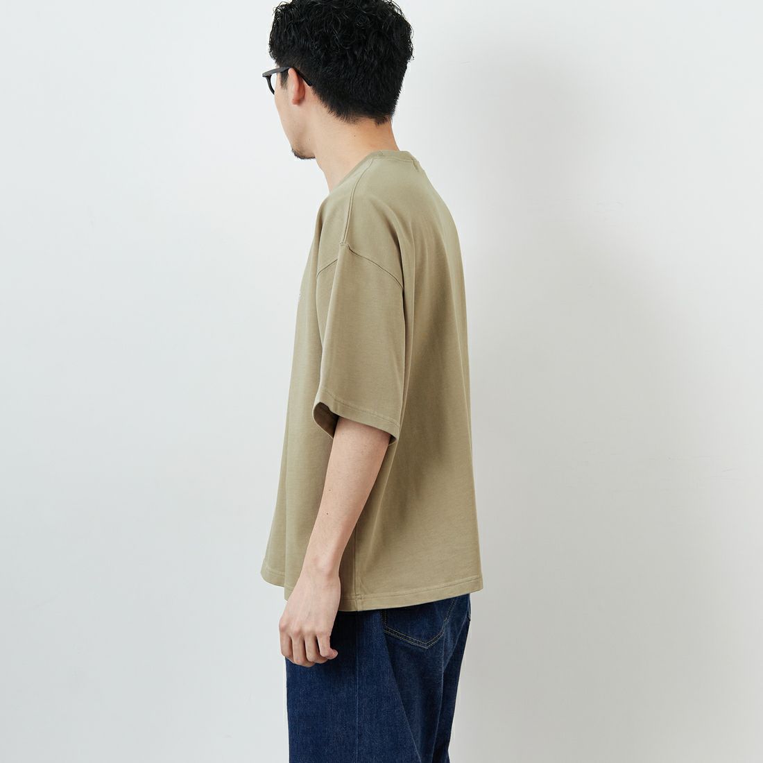 Gymphlex [ジムフレックス] ショートスリーブクルーネックTシャツ [GY-C0441DDH] BEIGE &&モデル身長：168cm 着用サイズ：L&&